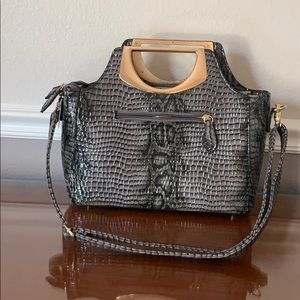 Grey faux snake skin purse